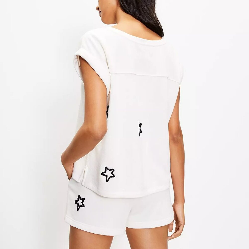 Lou & Grey x Loft Star embroidered Sweatshirt & matching shorts set loungewear – - Picture 3 of 16